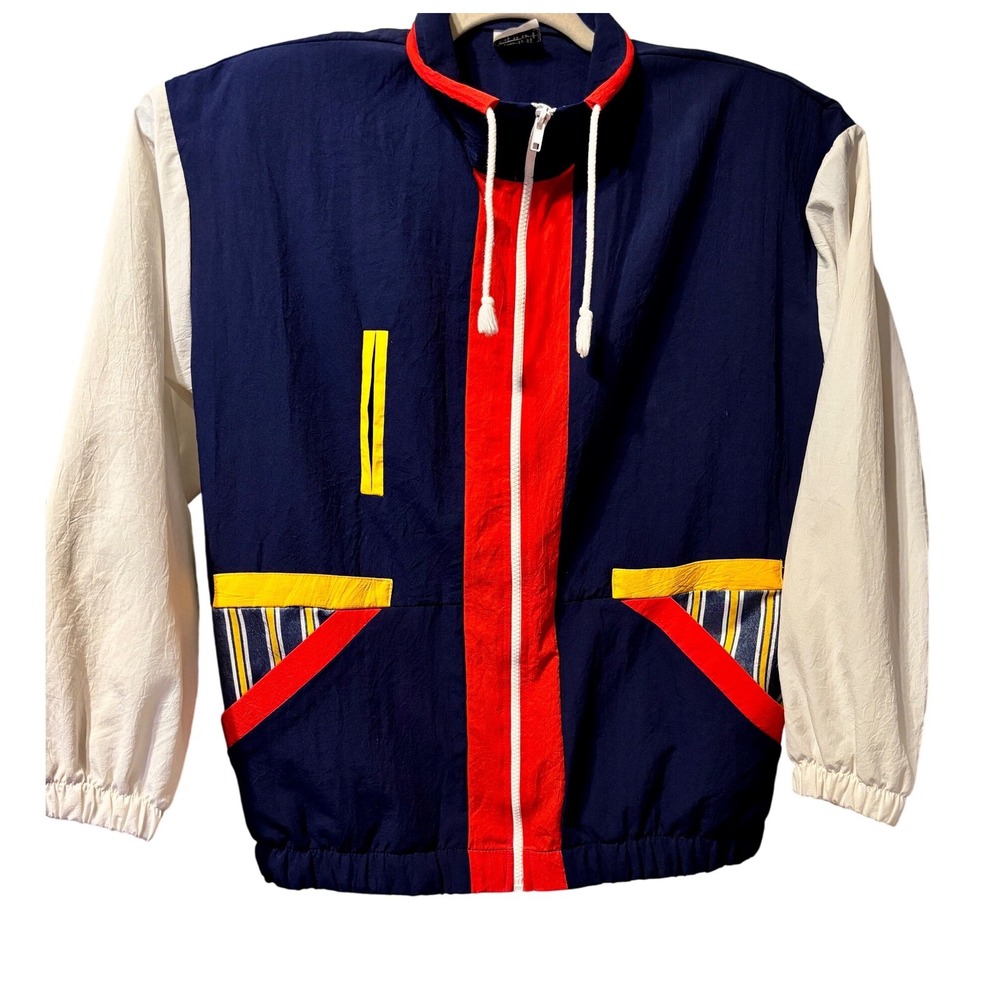 Vintage Teddi Sport Windbreaker Jacket Womens Colorblock Zip Up Retro Style Sz L